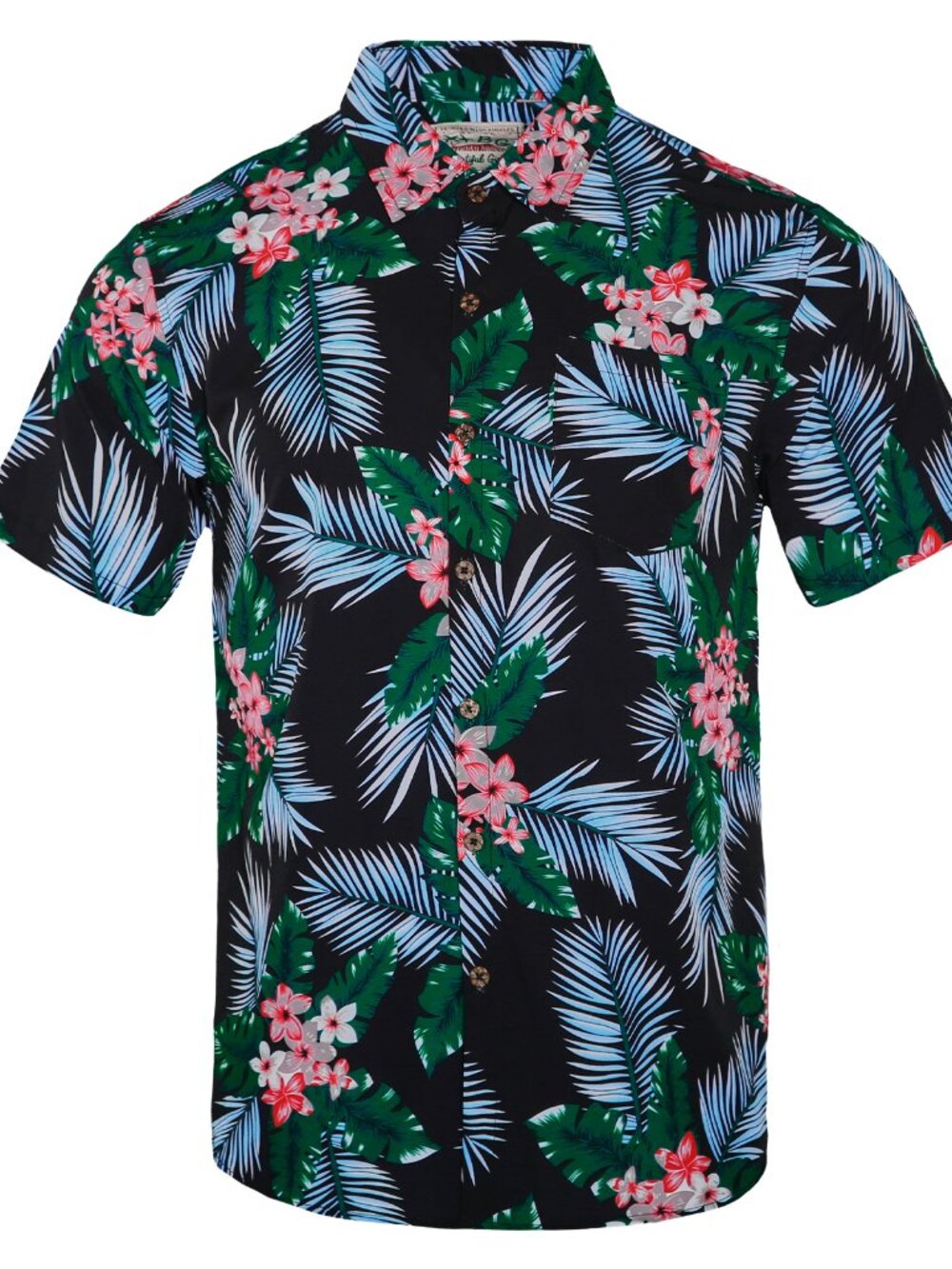 Mens Hawaiian Shirt Tropical Floral Print Short Sleeve Casual Button Down Top